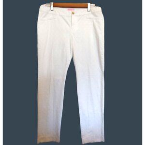 Lilly Pulitzer White Kelly Textured Coastal Ankle Length Skinny Pant 8 Stretch